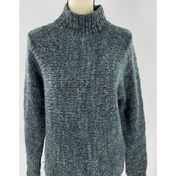 COS Wool Alpaca Mock Neck Sweater Gray Black Green Marl Pullover Small - Picture 3 of 9